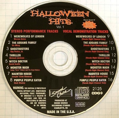 SOUND CHOICE STAR SERIES KARAOKE - HALLOWEEN HITS - VOL 1 - SC2125 - RARE!