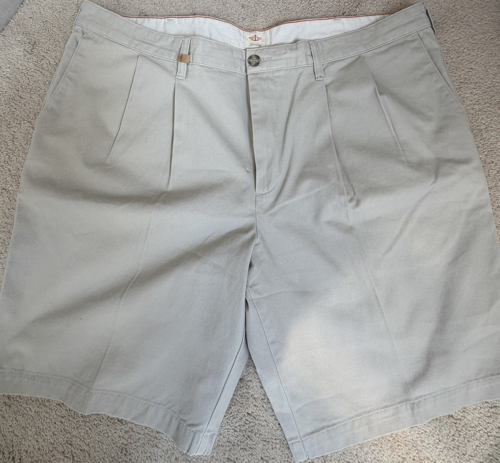 Dockers Men's Gray Pleated Chino Cotton Shorts w/ Pockets Casual