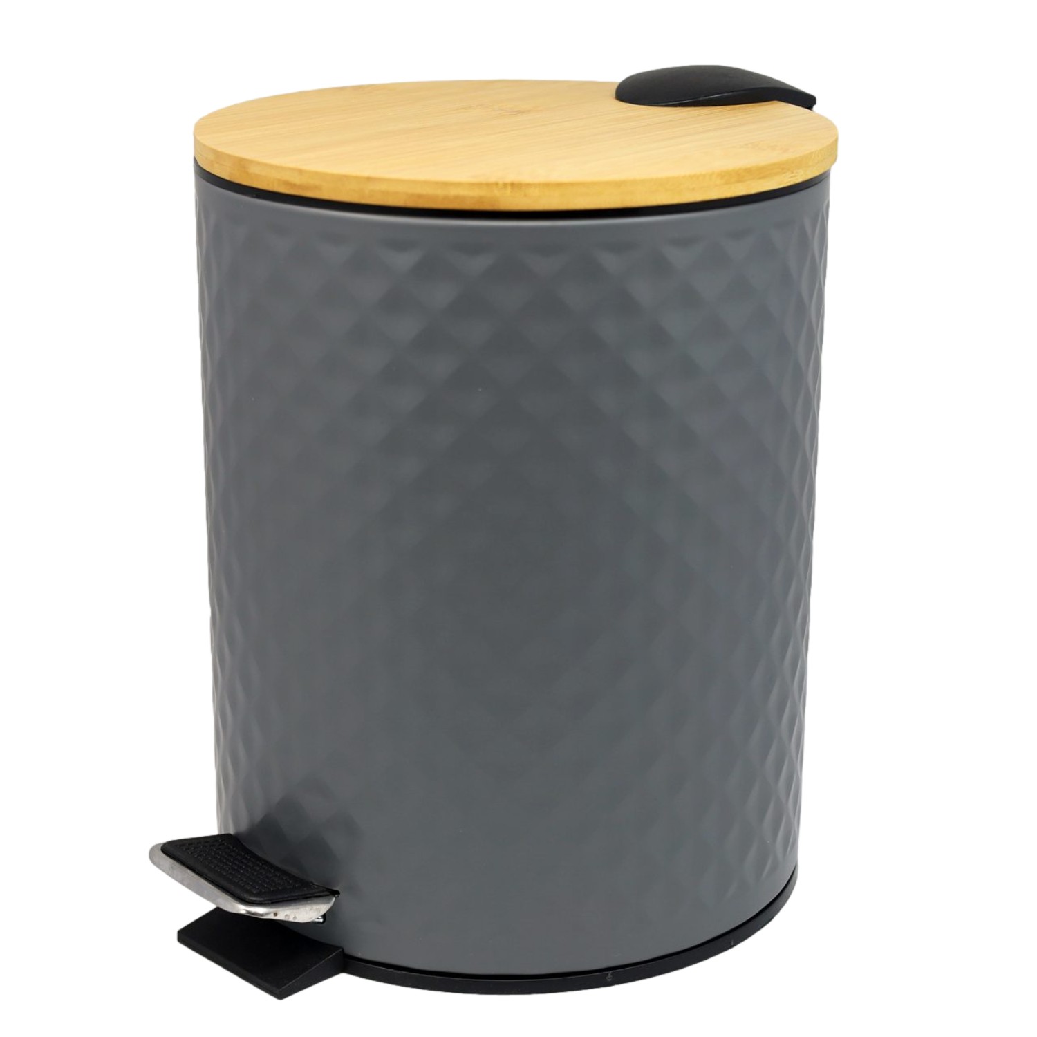 Pedal Trash Bin With Wooden Lid Stainless Steel Soft Close Waste Trash Can 5L