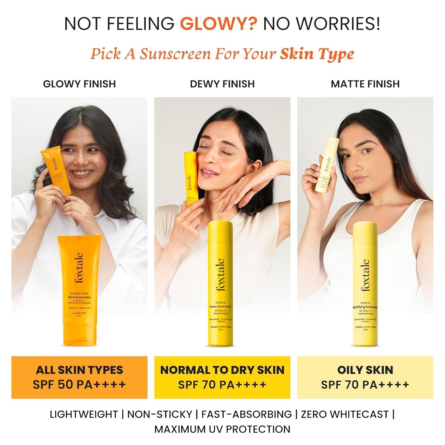 Foxtale SPF 50 Vitamin C Glow Sunscreen with PA++++ & Niacinamide {50ml}