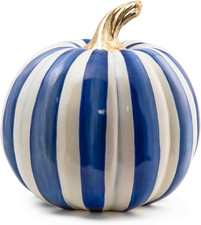 MACKENZIE CHILDS Medium Resin Pumpkin Decoration, Blue-and-White Royal Stripe
