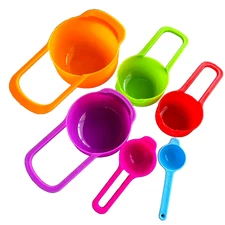 6 Pcs Plastic Colorful Measuring Cup And Spoon Set Stackable - Colors May Vary