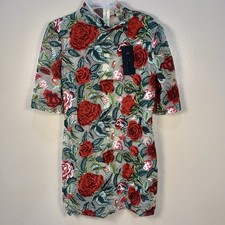 NWTs NOVA Luxe Renee Embroidered Mini Dress Mesh Semi Sheer Roses Holidays XL