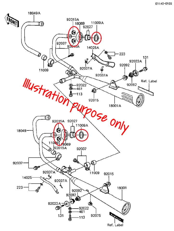 Juego de reparación de juntas de colector de escape Kawasaki Ninja 750R/ZX-7 (87-90) GPz1100 (84) Foto 2 de 2
