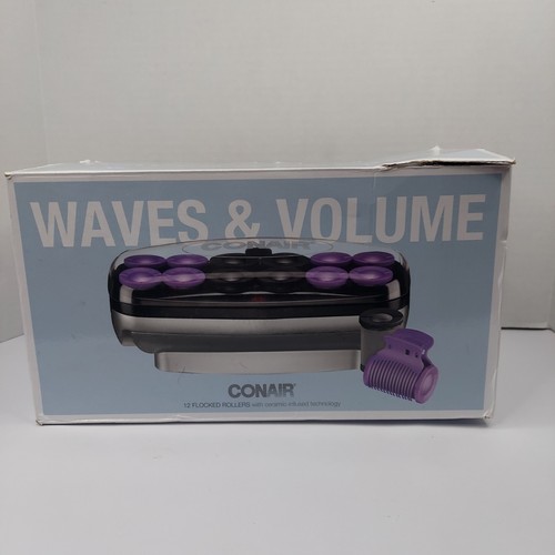 Conair Flocked Ceramic 1 1/2-inch & 1 3/4-inch Hot Rollers 12 Clips WAVES VOLUME - Picture 7 of 11