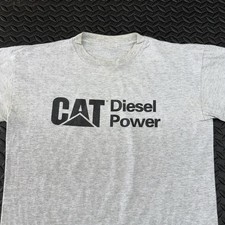 Vintage Caterpillar CAT Diesel Power T-Shirt Grey Size Large Made in USA