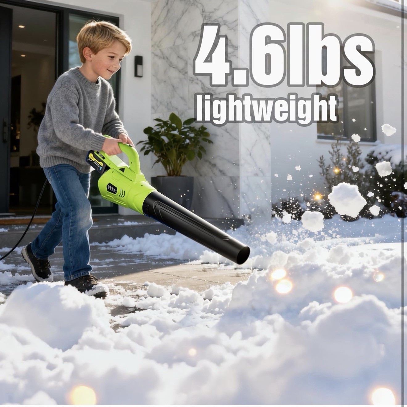 Cordless Leaf Blower 21V Powerful Electric Leaf Blower with 2 * 4.0Ah Batteries