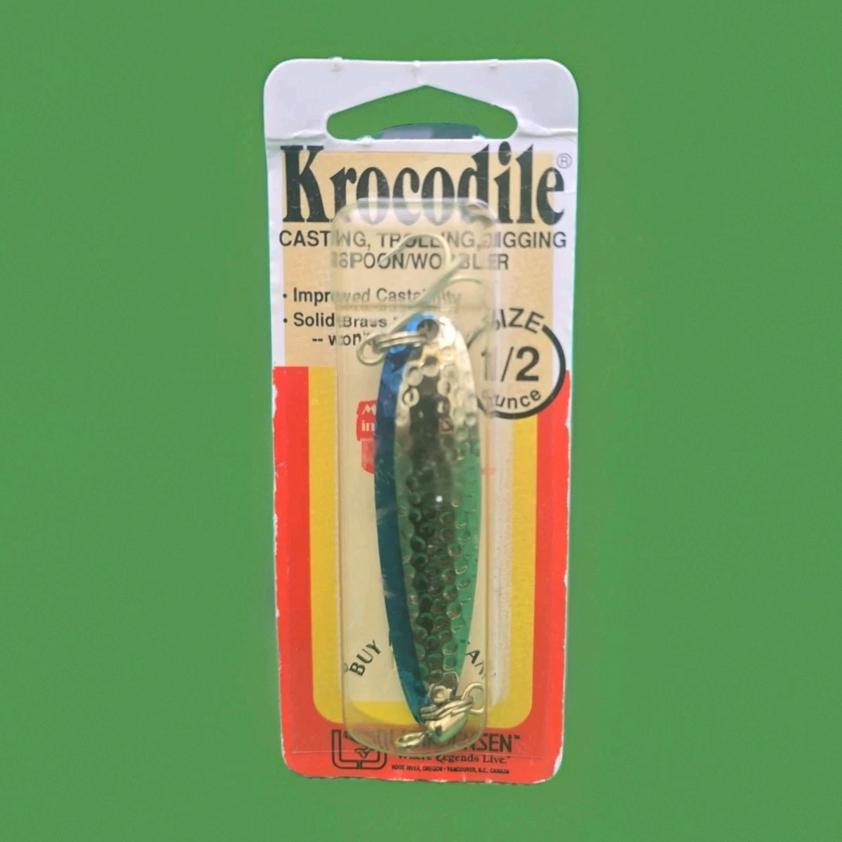 0ld orange color split wood fishing lure with treble hook Arbogast Jitterbug, Wounded Frog main image 1