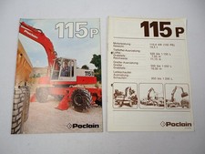 2x Brochure Poclain 115P Wheeled Excavator Specifications 1980s
