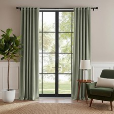 Sage Green Velvet for Living Room, Rustproof Grommet Window Drapes Energy Eff...