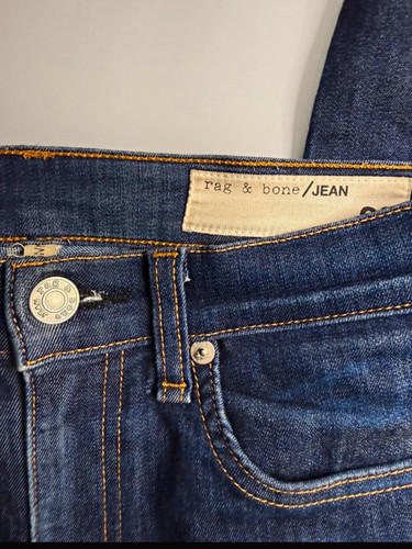 rag & bone Women's Blue Medium Wash Denim Skinny Jeans Cotton
