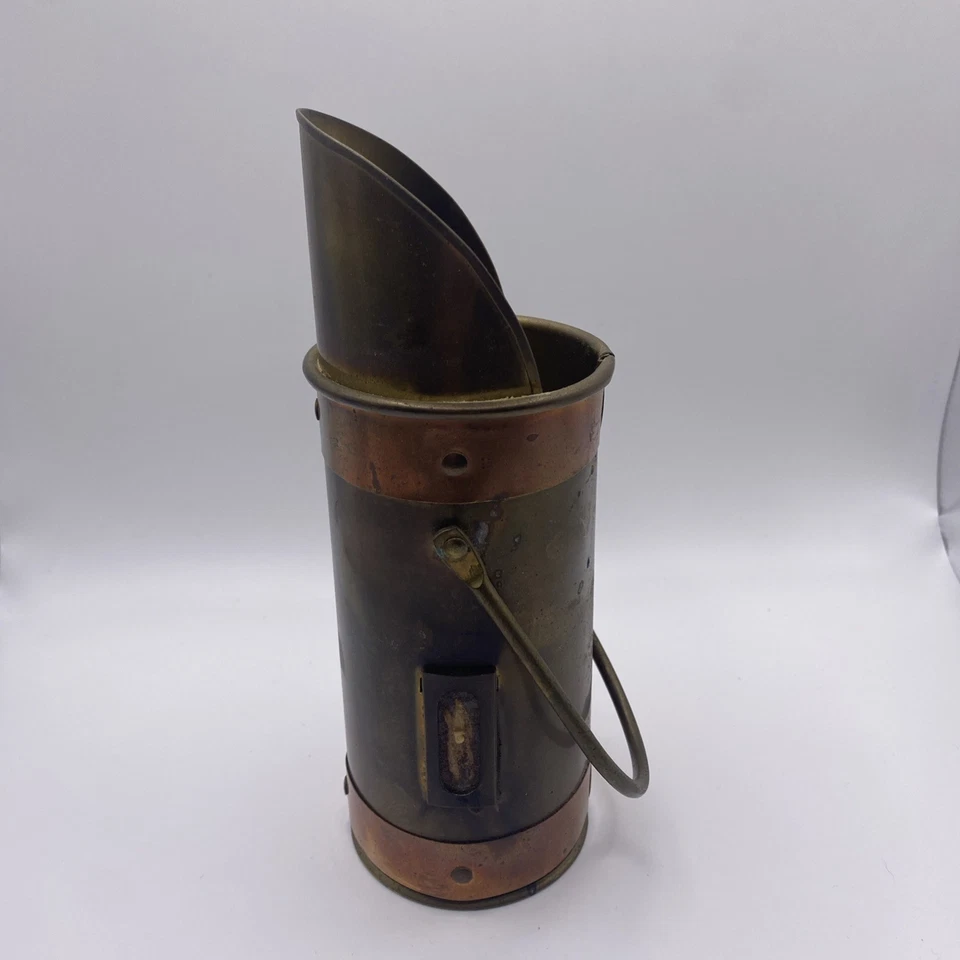 Antigua chimenea vintage de latón y cobre con cuchara de ceniza decoración rústica Foto 4 de 4