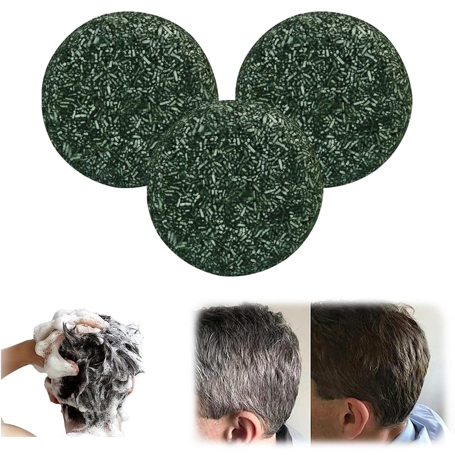 Dark Shampoo Bar, 3PCS Gray Hair Reverse, Hair Darkening, for Men Women