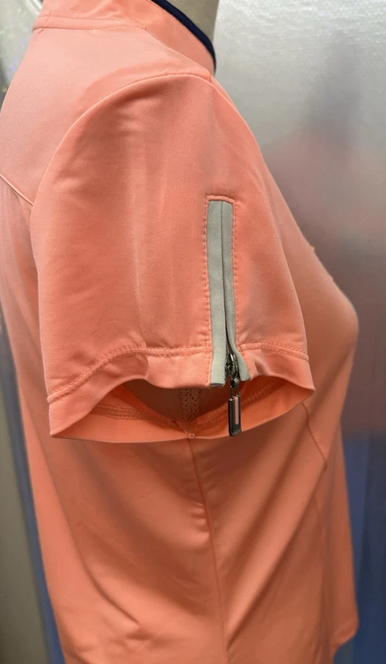 Top de golf Jamie Sadock para mujer talla S melocotón coral media cremallera mangas con cremallera Foto 4 de 4