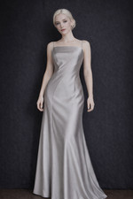 BCBG MAX AZRIA COLLECTION silk dress gown 6 NWoT dove grey textured