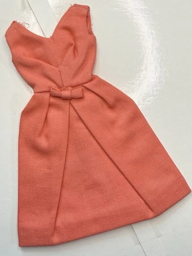 Vintage 1960s Barbie Fashion Outfit Campus Belle PAK Coral Dress Cotton EUC