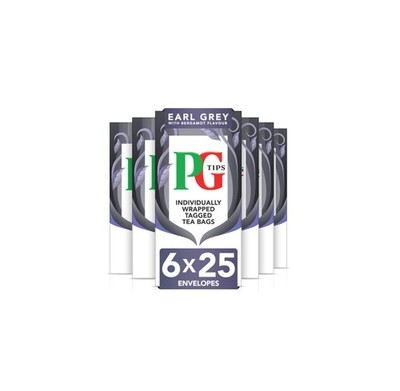 PG Tips Earl Grey Tea Bags, 150 Black Tea Enveloped Bags, Individually Wrapped, 