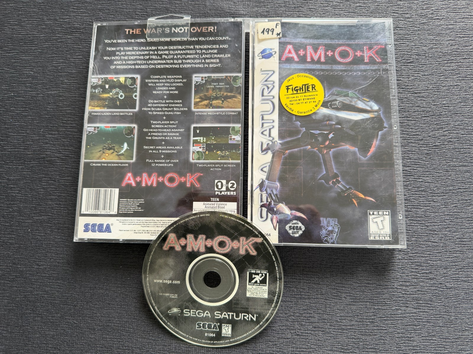 SEGA Saturn Amok US Complet en bon état!
