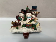 3 Snowmen Caroling Stocking Hook Vintage