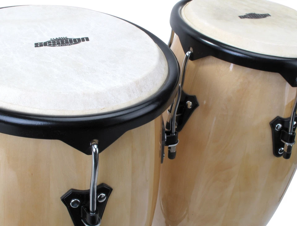 Paire du Congas 10" 11" Percussion Instrument a Main Latin Drum Hauteur Reglable - Photo 3/3