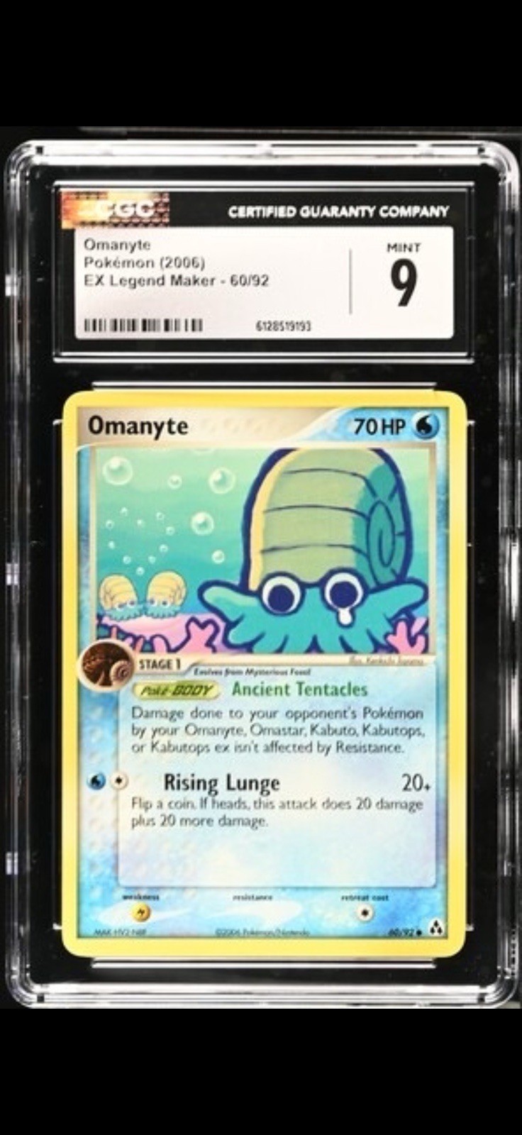 CGC 9 Omanyte 60/92 EX Legend Maker Pokémon TCG Card 2006 English Regular