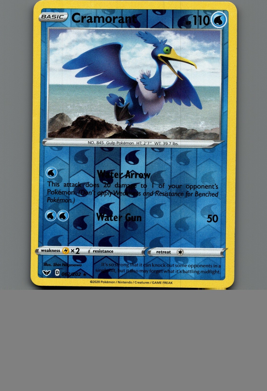 Cramorant Reverse Holo Rare SWSH01: Sword & Shield Base Set 062/202 NM