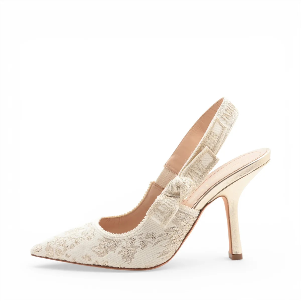 Christian Dior J'ADIOR Leather x fabric Strap Pumps 36 1/2 Ladies' White x gold 