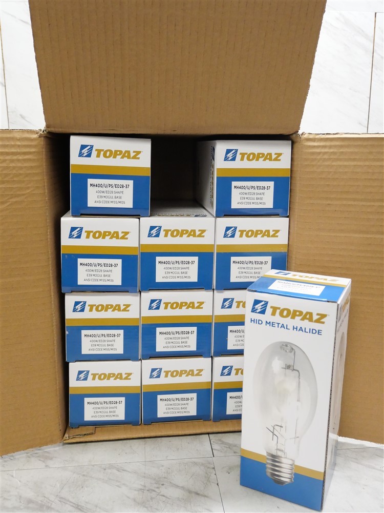 12 Pack 400W CLEAR ED28 UNV BURN 4000K NEW Light Bulbs!