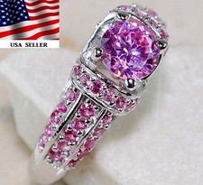 2CT Treated Pink Sapphire 925 Solid Sterling Silver Ring Jewelry Sz 6 UB4-7