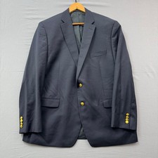 Lauren Ralph Lauren Mens Navy Blue 100 Wool Gold Button Blazer Sport Coat 46R