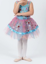Curtain Call E1281 Pink  Blue W/ Multi-Color Sequin Dance Costume Size XS