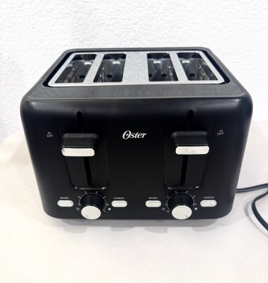 Oster 4-Slice Toaster w/ Extra-Wide Slots-1560W Smart Bagel/Bread Toaster, Black