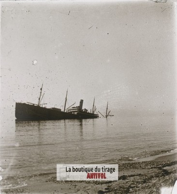 Tenedos, Torpedeschiff, Krieg WW1, Stereo Glasplatte, Foto 4,5x10,7 cm