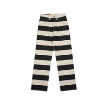 BOB DONG Vintage 16OZ Canvas Mens Prisoner Striped Motorcycle Pants Retro Casual