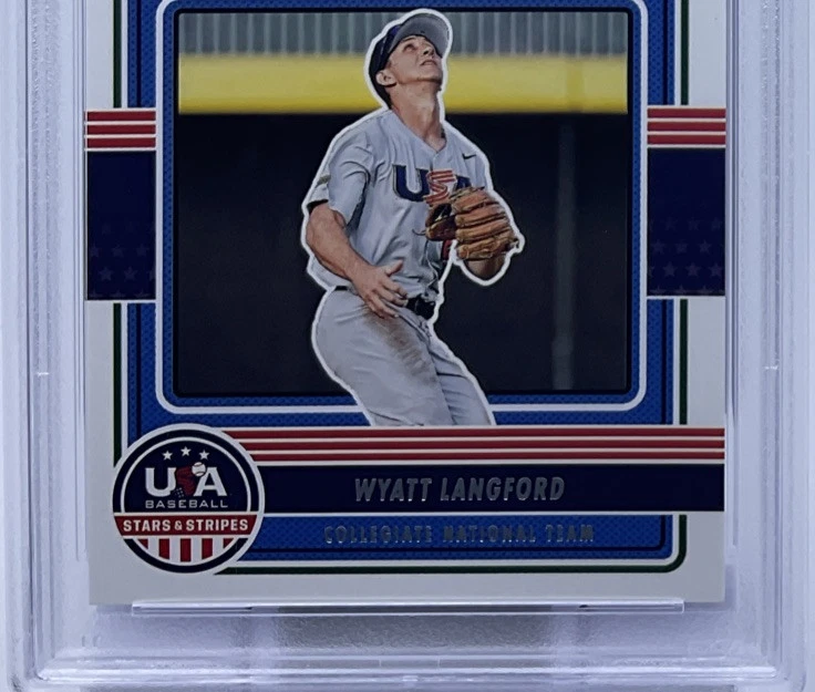 Wyatt Langford Rookie Auto PSA 8/10 - 2023 Panini USA -Rangers, Gators- Pop. 3 - Image 3 of 4