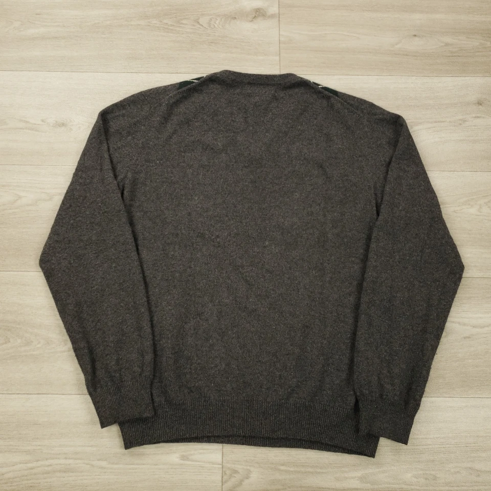 Suéter Joseph & Lyman Cashmere Para Hombre Pequeño Argyle Cuello en V Gris Verde Manga Larga Foto 4 de 4