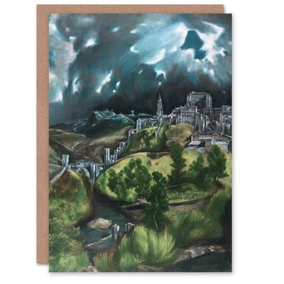 El Greco Art Card View of Toledo Landscape Painting Blank Greeting Card