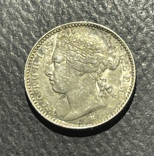 Straits Settlements 1874 H 10 Cents Silver Coin: Victoria CC9601714