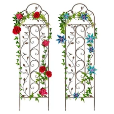 Best Choice Products Garden Trellis Iron Arched 60 in. H Weathered Finish Set-2