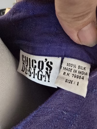 Chico's Women’s Button-up Vintage Silk Long Sleeve Shirt Purple Size 1 Medium - Picture 5 of 6