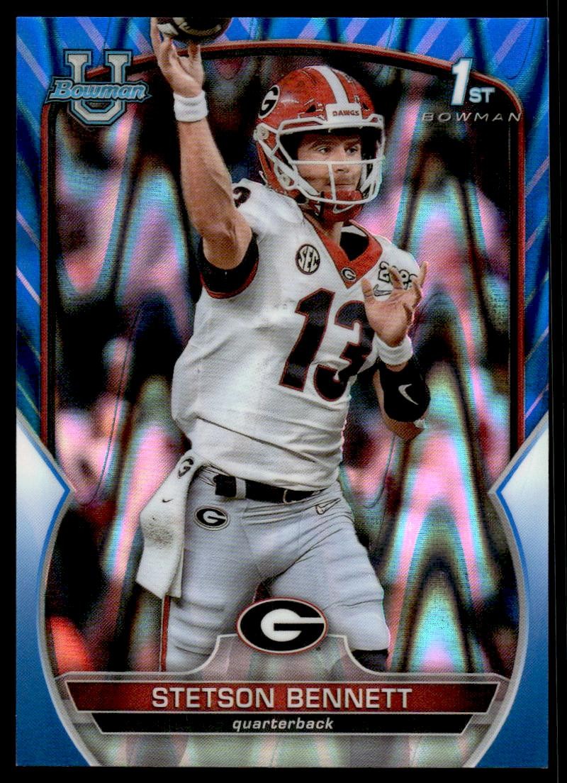 Stetson Bennett 2022 Bowman U Chrome #39 Blue RayWave Refractor #/199 Georgia