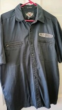 Harley Davidson Motorclothes Mechanic Work Shirt Flame Patch Biker Large