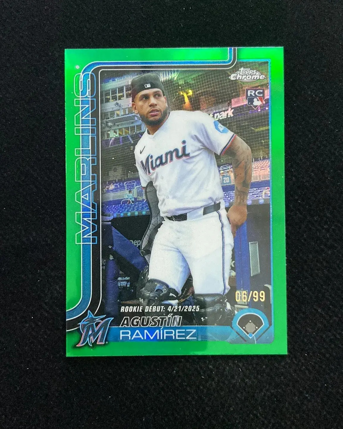2025 Topps Chrome Update Agustin Ramirez #USC38 Green REF 6/99 RC Marlins HD