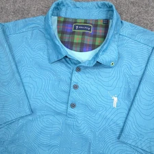 William Murray Golf Polo Shirt Mens XL Blue Reading Greens Print AOP Performance