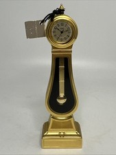 Vintage Churchill Quartz Miniature Grandfather Clock Brass Desk Mantel Clock