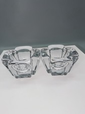 VTG Orrefors Swedish Candle Holders Signed Votive Size Set 2 Beautiful