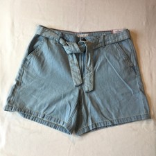 Tommy Hilfiger Rigid Bermuda Shorts Light Blue Denim Belted High Rise Size 10