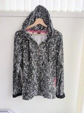 Tribeka Jacket black white walking hiking light hoodie pocket sports size medium