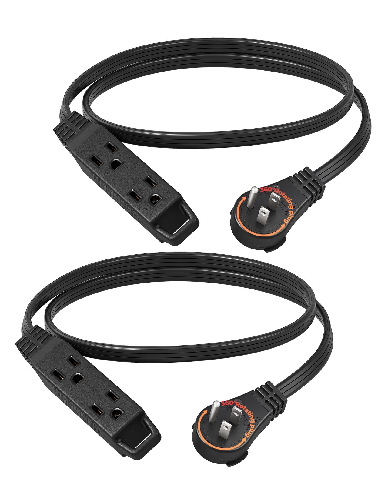 DEWENWILS 360 Degree Rotating Plug 3FT Extension Cord 3 Outlet Flat Wire