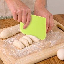 (Yellow)Bread Bench Bowl Scraper 3 PCS Safe Plastic Dough Cutter Flexible